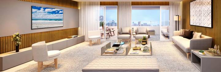 Perspectiva do living do Epic Indaiatuba Patriani, breve lançamento de apartamentos na planta em Indaiatuba
