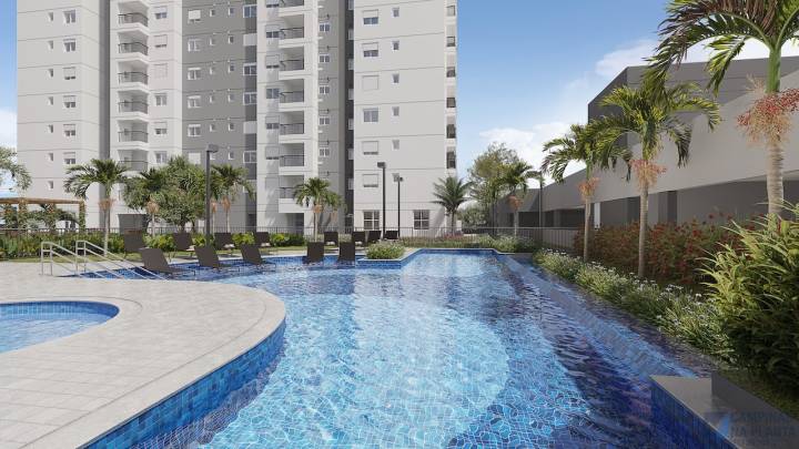 piscina dos apartamentos na planta do Reserva Perfetto em Campinas