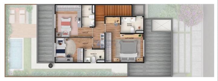 planta pavimento superior casa tipo b padrão 160 m2 arborais altavista breve lançamento