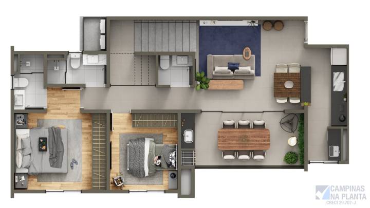 planta duplex do residencial milão