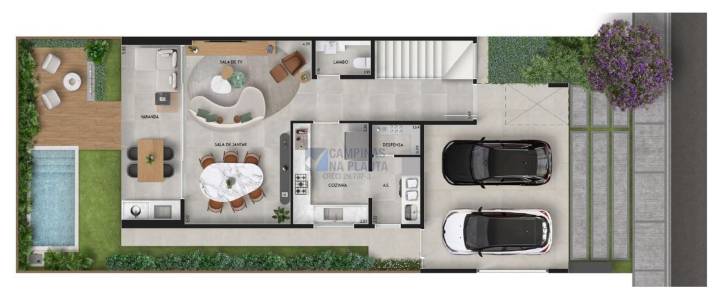 planta pavimento térreo casa tipo b padrão 160 m2 arborais altavista breve lançamento