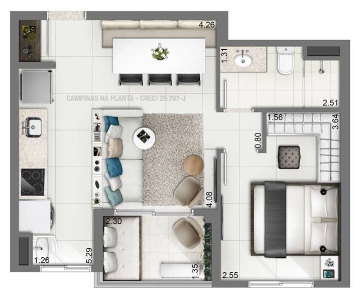 Setin Midtown Aquidaban Planta Tipo 40m²