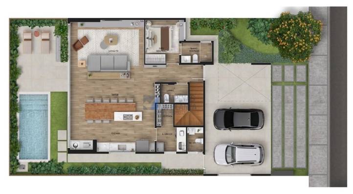 planta pavimento térreo casa tipo a 195 m2 4 suítes arborais altavista breve lançamento