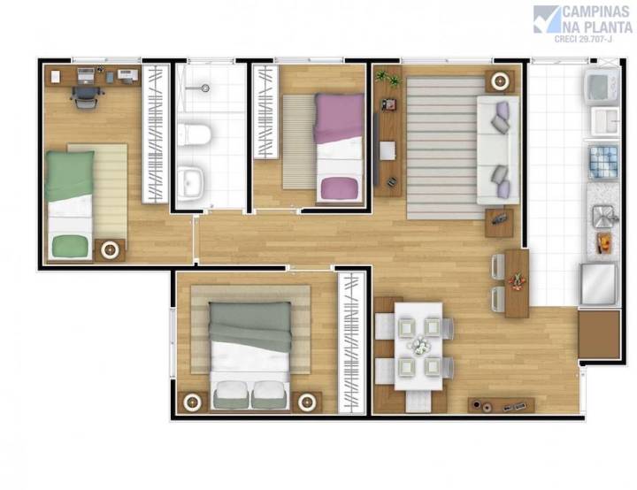 Up Campinas Planta 3 Dorm