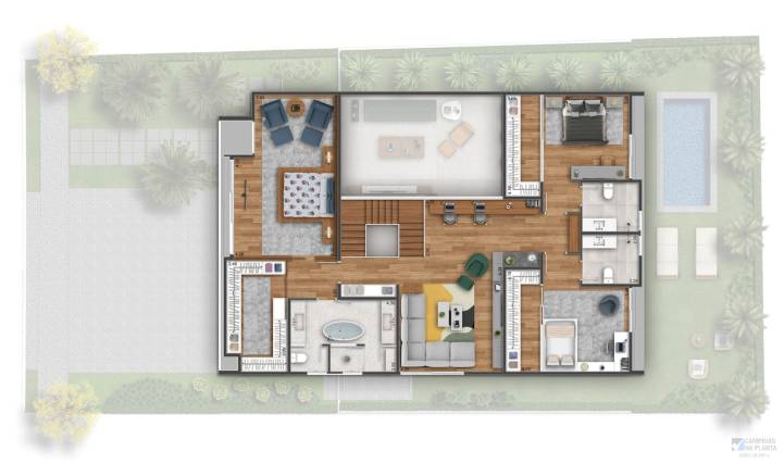 planta 3 suites andar superior da casa Abaporu, Casas Alphaville Dom Pedro Zero