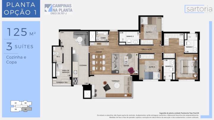 Sartoria Taquaral Planta Opcao 125 M2 1