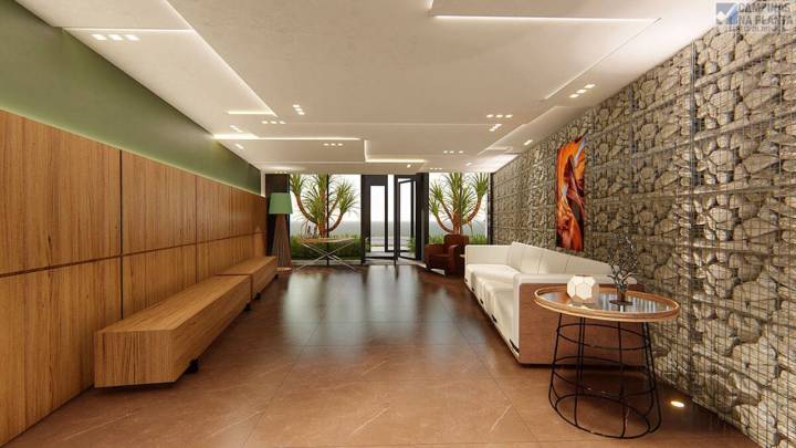 Imagem ilustrada do loungue de entrada do condomínio