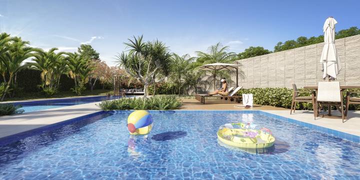 Piscina convidativa no condomínio Lausanne Swiss Park Residence