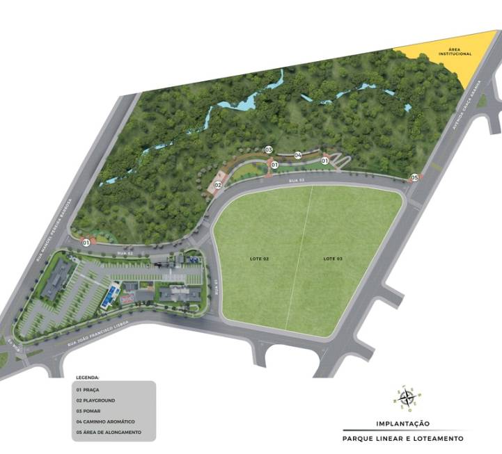 Legenda com detalhes do futuro parque linear do Mangará.