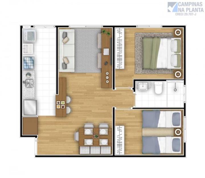 Up Campinas Planta 2 Dorm