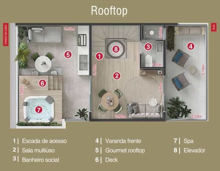 Planta do rooftop do Lausanne Swiss Park Residence