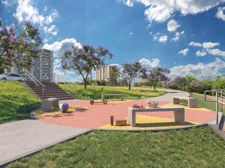 Espaço de convivência na praça do Mangará Campinas.