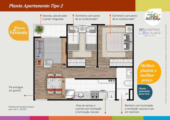 viva e realize planta tipo 2