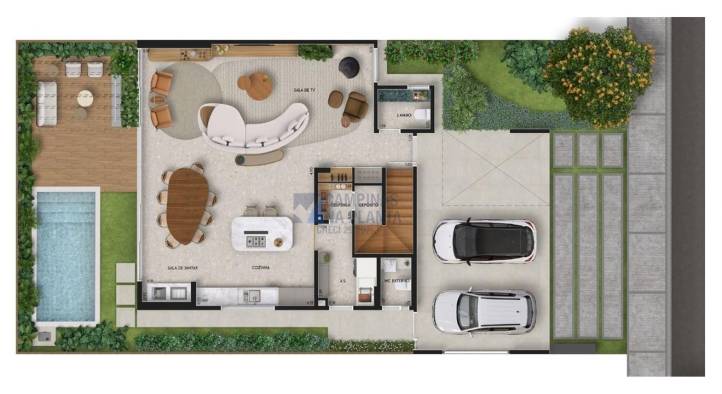 planta pavimento térreo casa tipo a 195 m2 integrada arborais altavista breve lançamento