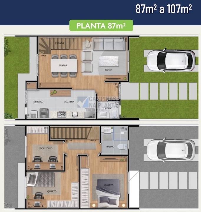 casa na planta em campinas de 87m² a 107m² 2 quartos