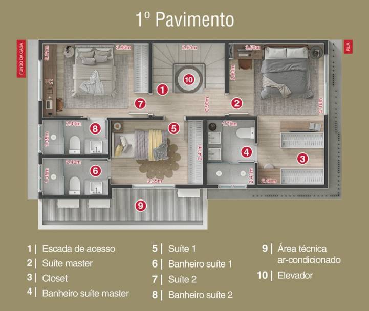 Planta do pavimento superior do Lausanne Swiss Park Residence