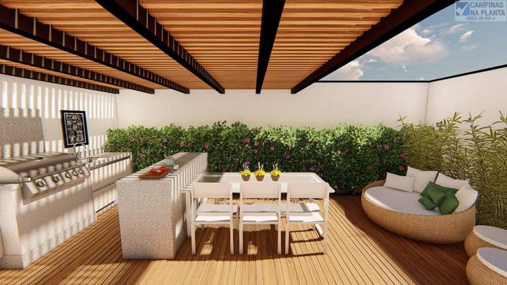 Perspectiva ilustrada com sugestão de decoração dos apartamentos Terrazo