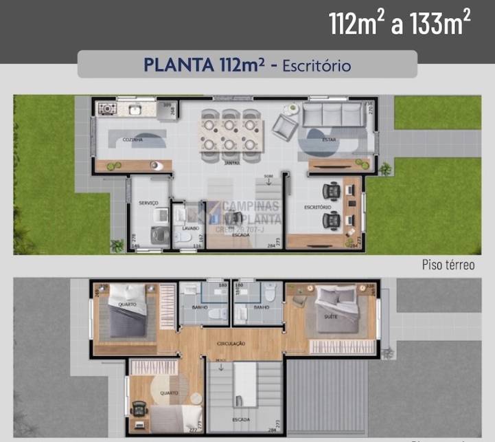 112m² a 133m² 2 quartos mais 1 suite mais escritorio