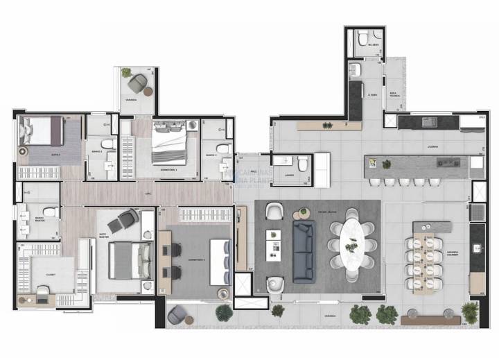 Trend Home Design Cambui Plaenge Planta 196 M2 Penthouse Opcao 1
