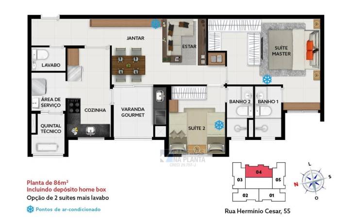 moriah proença patriani campinas planta de 86m²