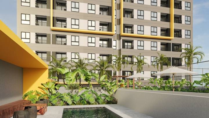 Alto das Mansões mostrando áreas comuns e paisagismo, studios na planta, perspectiva interna,  breve lançameto de