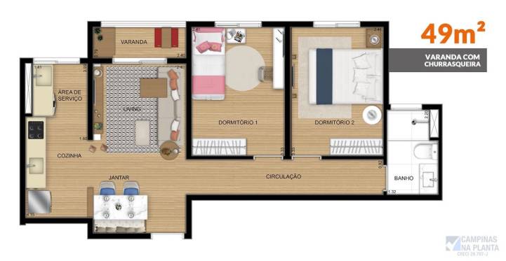 meinhaus campinas planta de 49m²