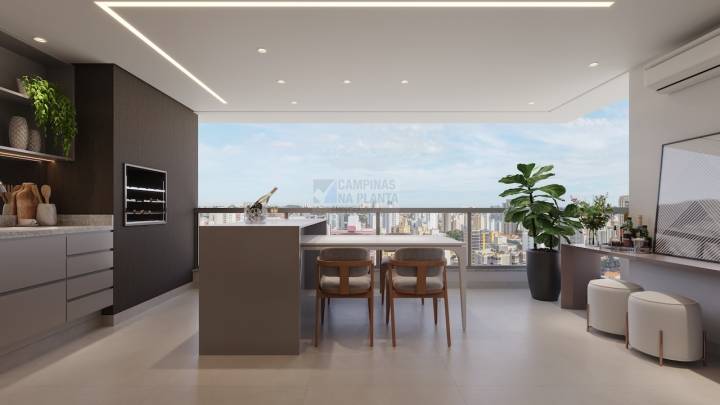 perspectiva ilustrada da varanda do apartamento tipo do Altitude Cambuí