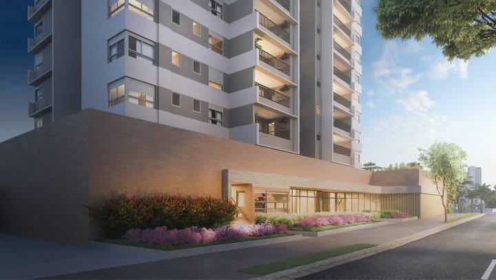 perspectiva da portaria do vestra cambuí, lançamento de apartamentos na planta em Cambuí, Campinas