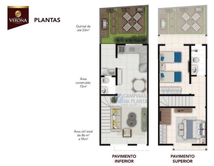 Planta ilustrada da planta do Residencial Verona
