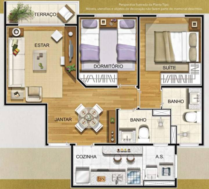 Residencial Prima Vista Taquaral Planta Tipo 65m²