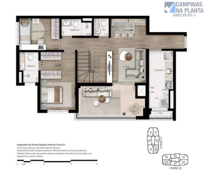 Planta Duplex Inferior 170m2 Grand Guanabara Duo