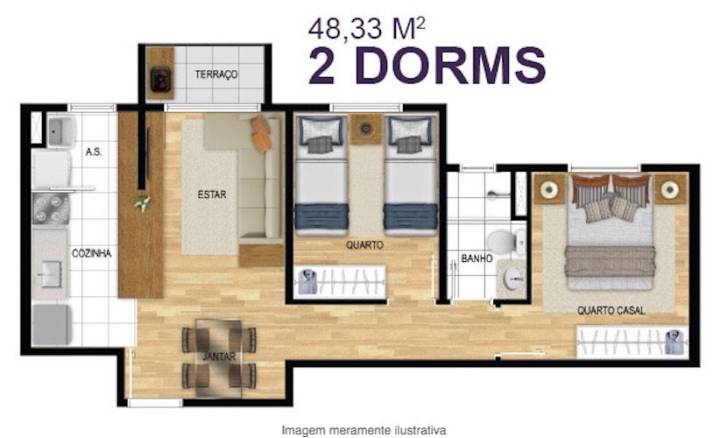 Alto do Ibirapuera Planta de 48m²