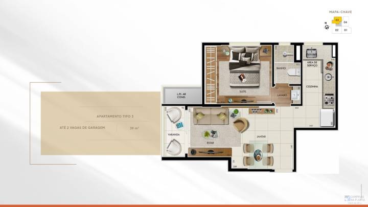 planta 1 suite e lavabo 39m