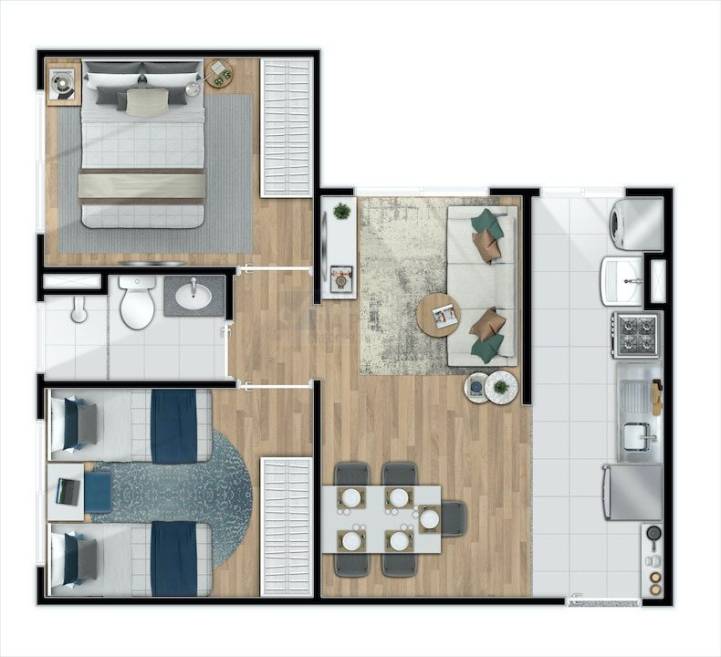 Reserva Paulinia Planta Tipo 1 apartamentos na planta em Paulínia Minha Casa Minha Vida