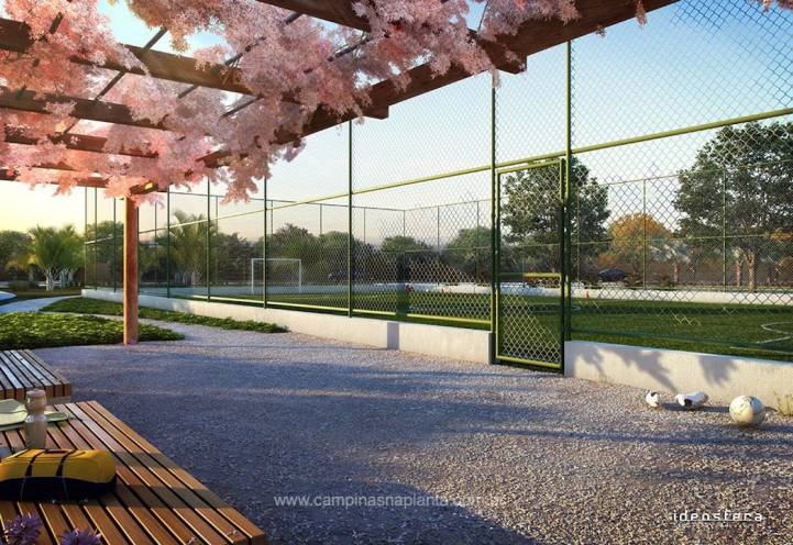 Perspectiva ilustrada do campo de futebol society