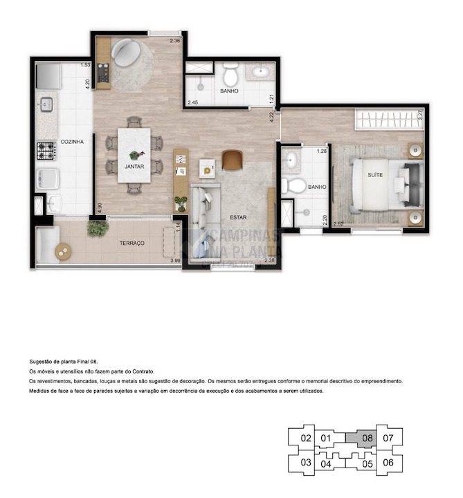 Teg Mansoes Planta 1 Quarto Sendo 1 Suite Living Ampliado