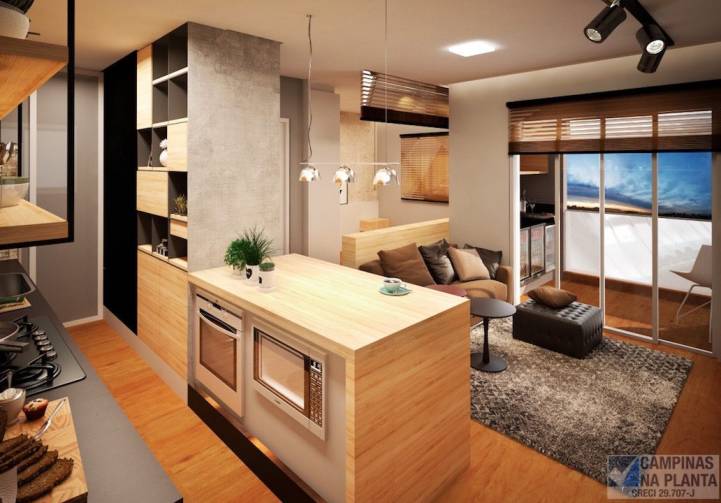 Perspectiva do Living e Varanda do Studio Morada Guanabara