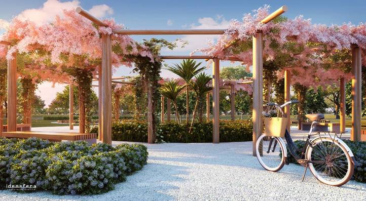 Perspectiva ilustrada dos pergolados