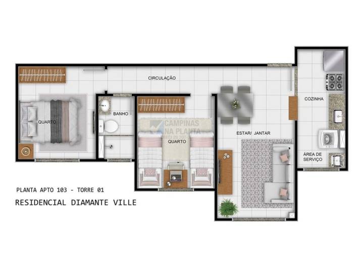 diamante ville lancamento mrv planta meio apto nr 103 torre 1