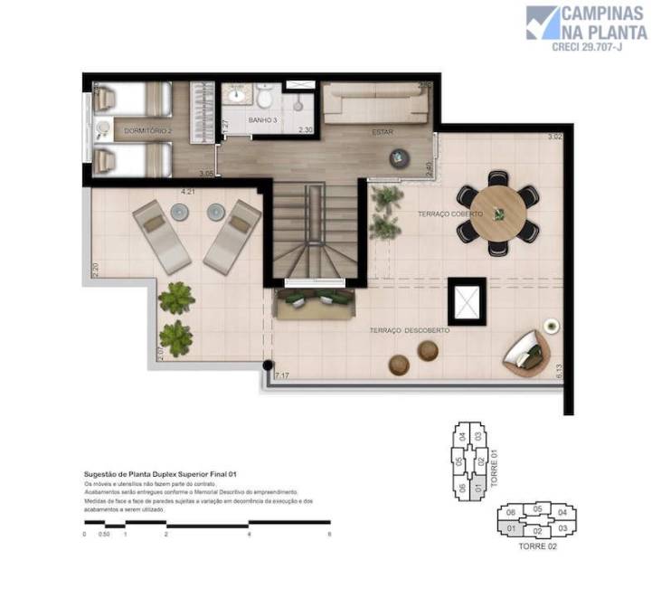 Planta Duplex Superior 170m2 Grand Guanabara Duo