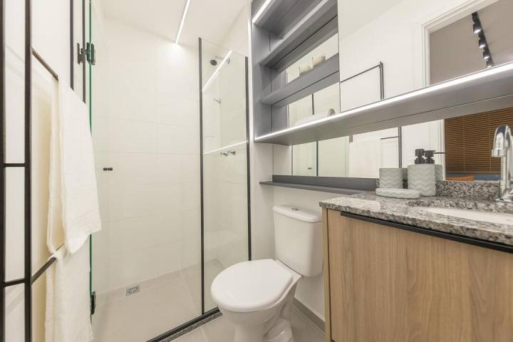 Banheiro social do Brisas Bella Città em Campinas