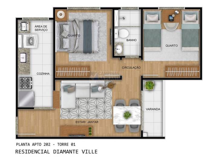 diamante ville lancamento mrv planta canto apto 202 torre 1