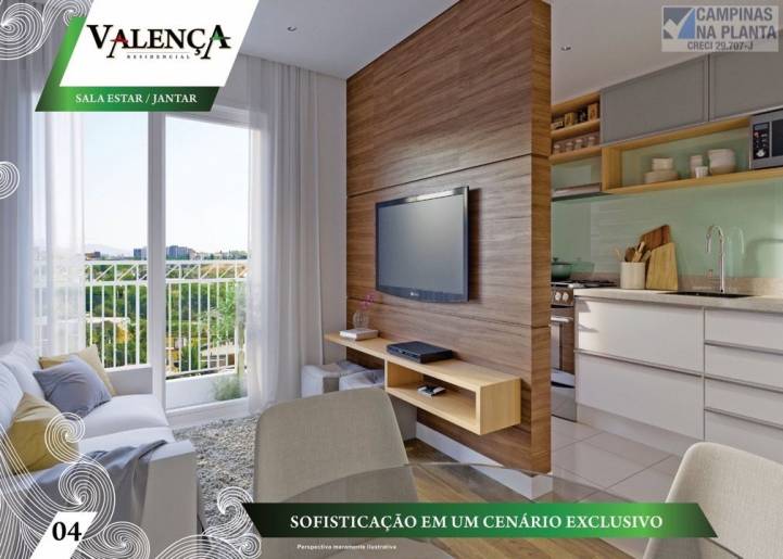 Residencial Valenca Apartamentos Na Planta Valinhos Perspectiva Sala de Estar / Jantar