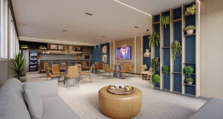 Salão de festas do Brisas Bella Città, ideal para reuniões e comemorações.