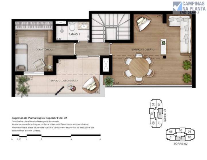 Planta Duplex Superior 133m2 Grand Guanabara Duo