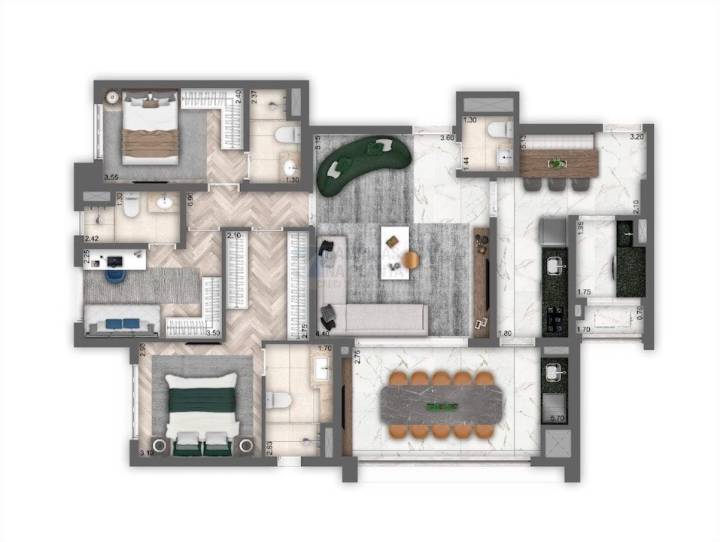 living haus nova campinas planta tipo 120 m2