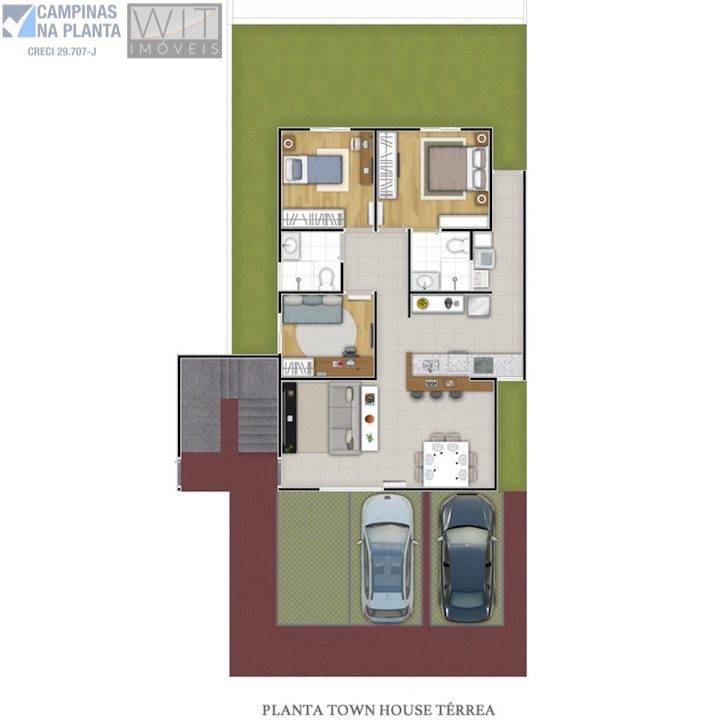 Planta Town House Terreo Aquarela Boulevard