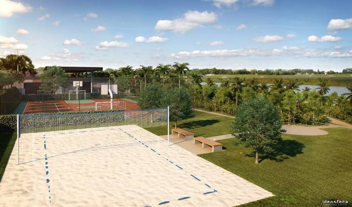 Perspectiva ilustrada da quadra de voley