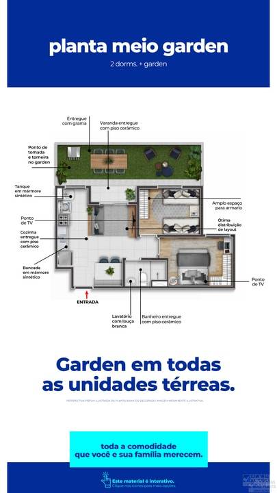 planta 2 quartos garden e varanda do one longitude