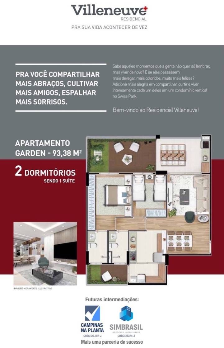 Villeneuve Residencial Swiss Park Breve Lancamento Imagem Ilustrativa Planta Apto Garden